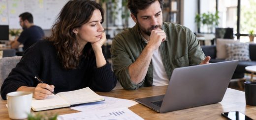 Fundadores de una startup revisan indicadores del equipo