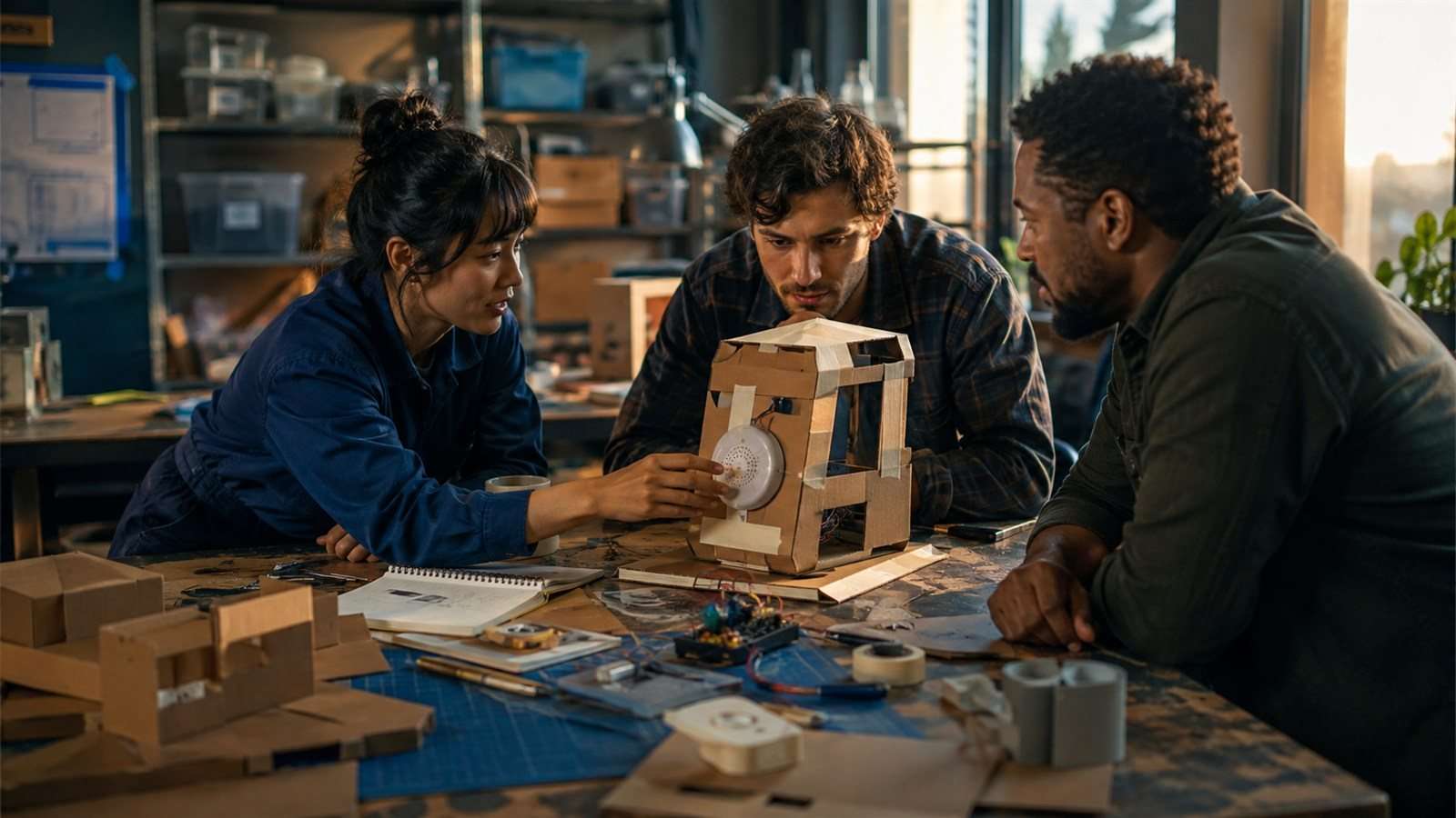 Proyectos de prueba de concepto: cómo diseñarlos antes de invertir a gran escala — Imagen 1 Equipo emprendedor probando un prototipo con un posible usuario